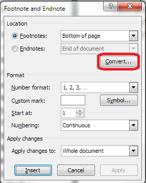 word for mac convert footnotes to endnotes