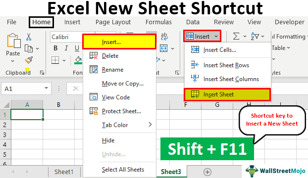 keyboard shortcut excel mac for new sheet